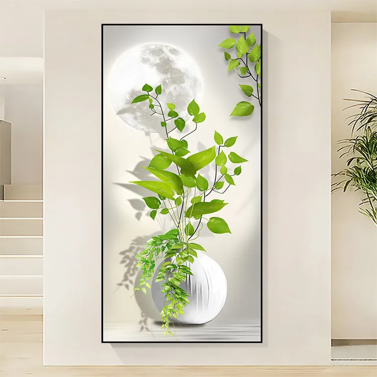 玄关自粘装饰画光影绿植小清新贴画走廊过道壁画客厅入户对门贴纸