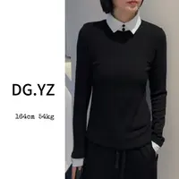 【樱子家】3112F假两件POLO领长袖百搭打底上衣