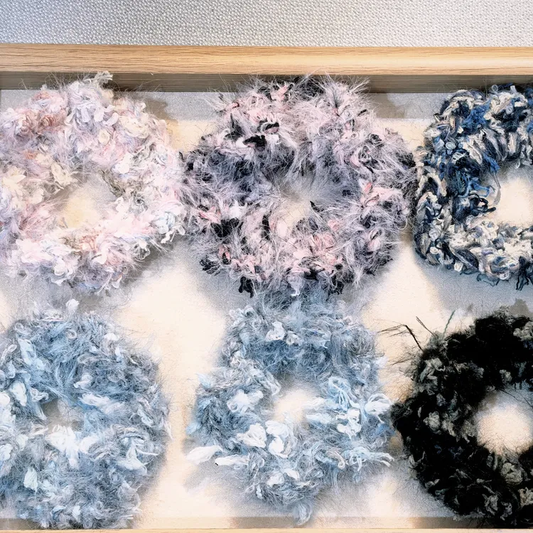 女甜美风原创设计发圈发饰纯色少女针织头饰可爱手工