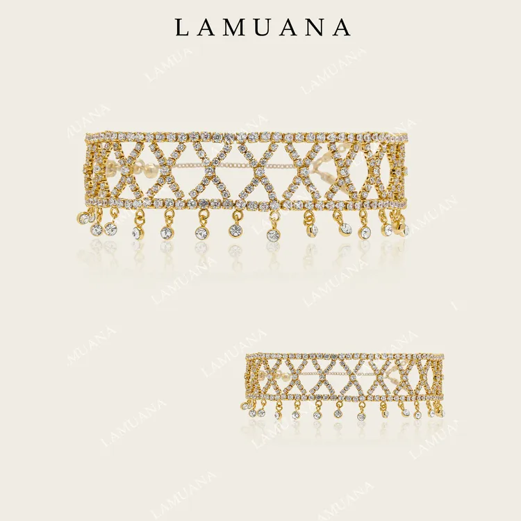 合金项链 LAMUANA意大利蕾丝水滴系列小众设计高级感金色项链颈链