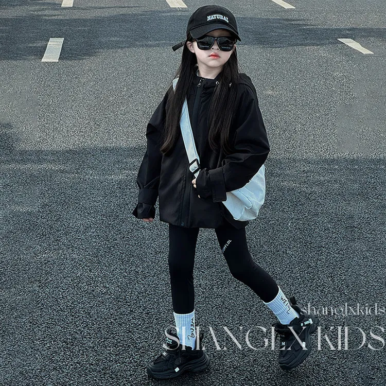 女童连帽冲锋衣春秋2025新款潮儿童春装上衣韩版女孩休闲外套洋气