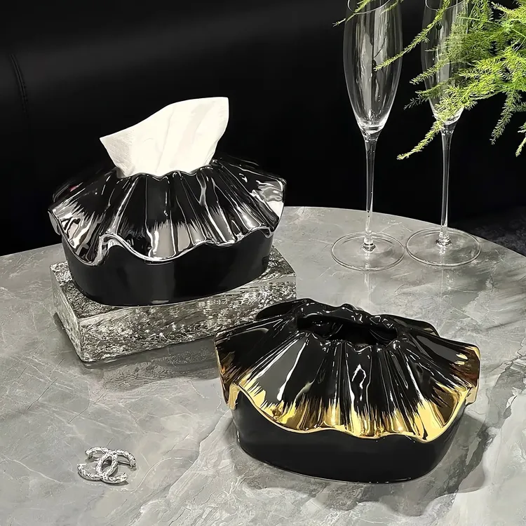 陶瓷花边包包客厅高级感轻奢抽纸盒创意设计感高档茶几摆件