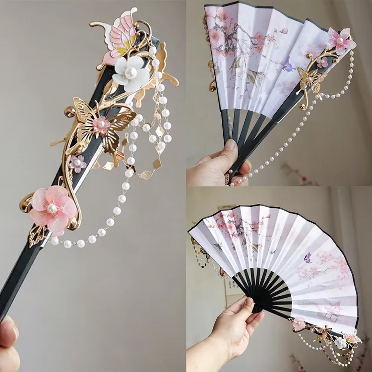 解雨臣同款古风扇子古风衍生cos拍照道具手持扇华丽款折扇配饰品