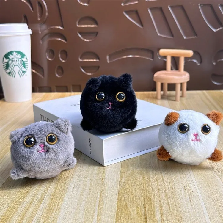 包公仔摇尾巴熊猫拉绳小狗会钥匙扣拉线毛绒玩具小猫咪的玩偶挂