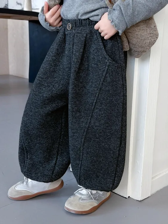女童加绒裤子冬装2025新款儿童冬季休闲时髦卫裤女宝宝保暖长裤