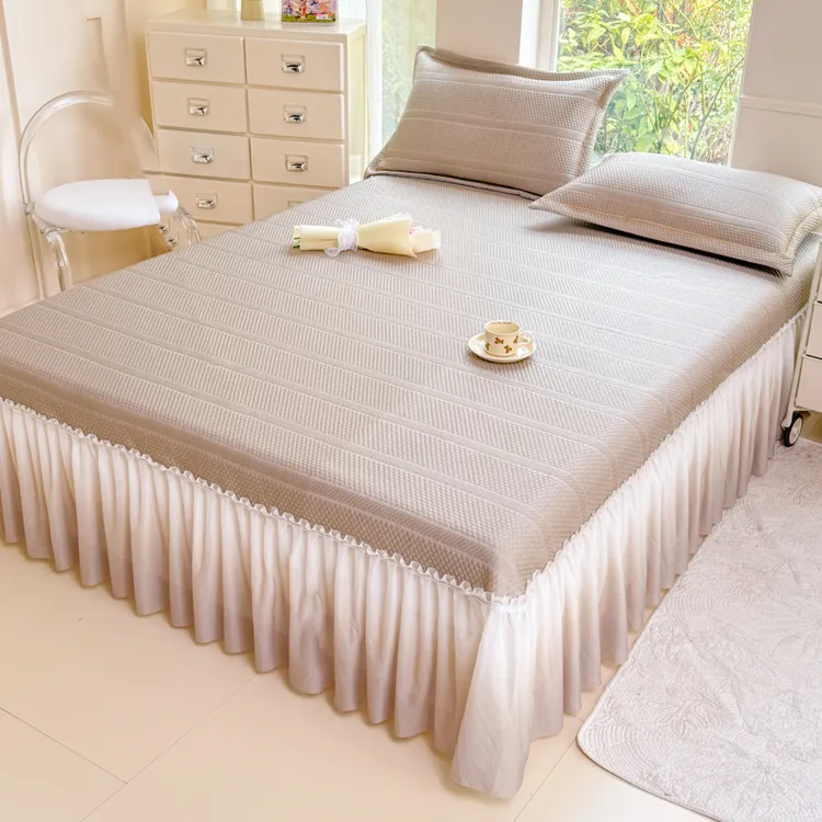 夏季A类母婴级冰豆豆冰丝凉席三件套床裙款可机洗家用凉感空调席