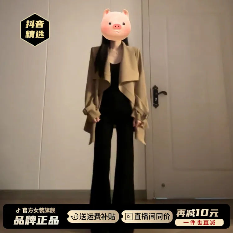 英伦卡其色复古翻领风衣外套女2026秋季新款小个子高级感短款上衣