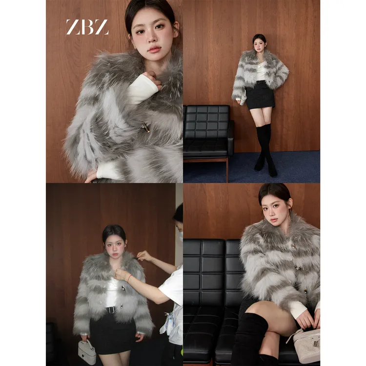 周白子 10/20 20:00新品【银灰妲己】精选100% 貉 子毛外套ZTLS0012