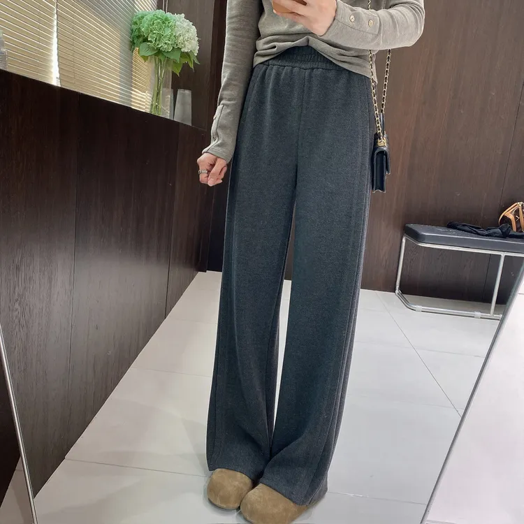 IMFLY金小金自制女装 加绒休闲裤DYK2891秋冬百搭垂感宽松卫裤