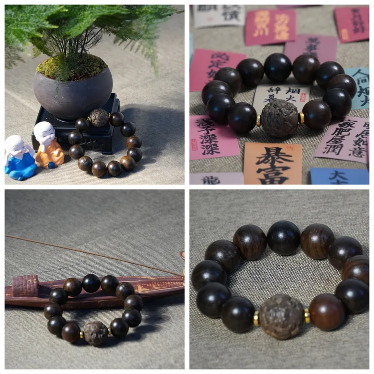 天然檀木手串男女士款 复古文艺百搭手链 简约气质情侣饰品