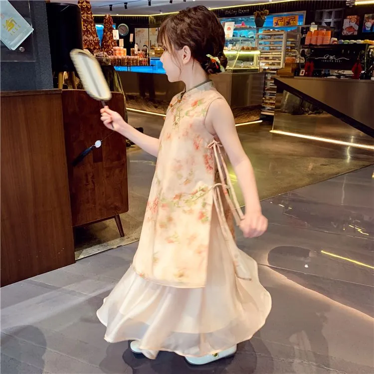 女童汉服连衣裙新中式儿童旗袍公主裙夏装2025新款女孩超仙背心裙