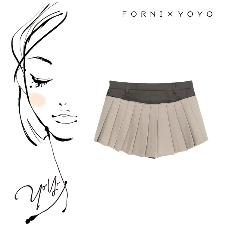 8月31日16:00新品 FORNI MIU西娅 撞色腰头学院风运动百褶短裙