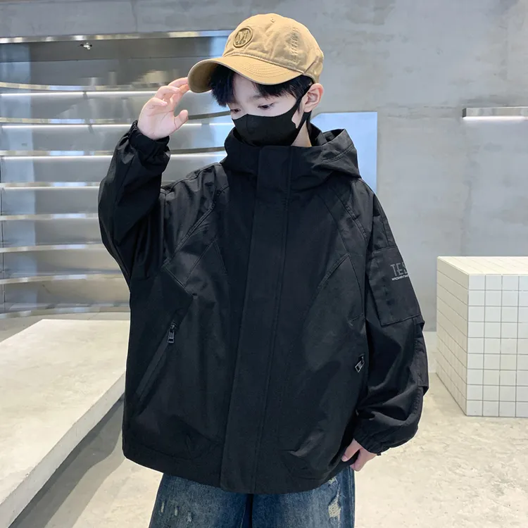男童外套春秋新款秋装季上衣服儿童中大童风衣连帽孩冲锋衣小学生
