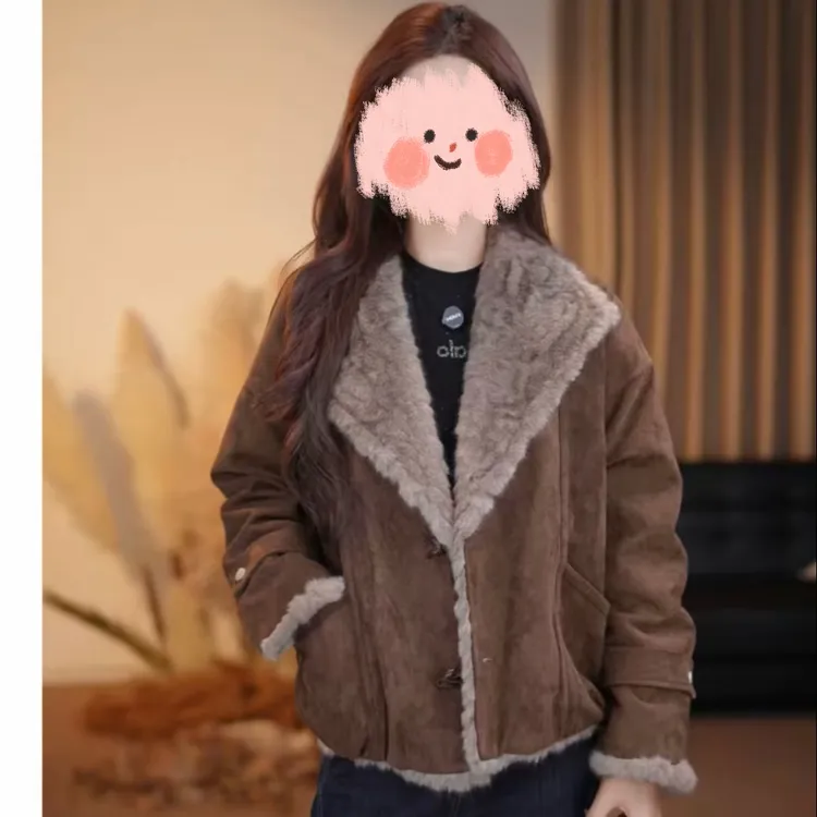 现货【90白鸭绒】2025秋冬新款时尚显瘦羽绒羊卷毛外套 00144