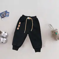 70351男女童秋冬小兔子蚕丝双层字母束腿卫裤