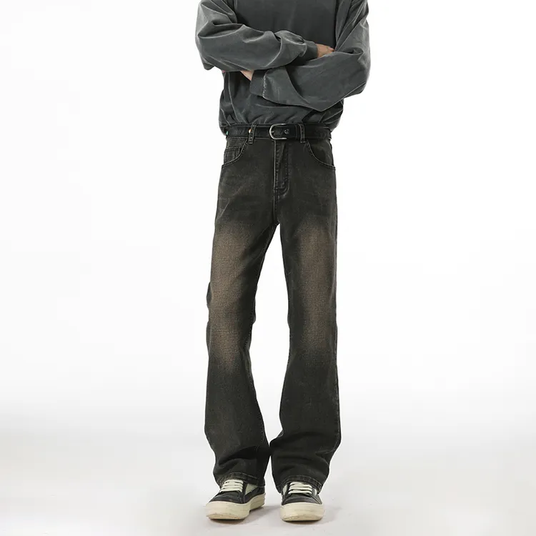 美式517微喇牛仔裤男款秋冬季cleanfit裤子水洗做旧直筒显瘦长裤