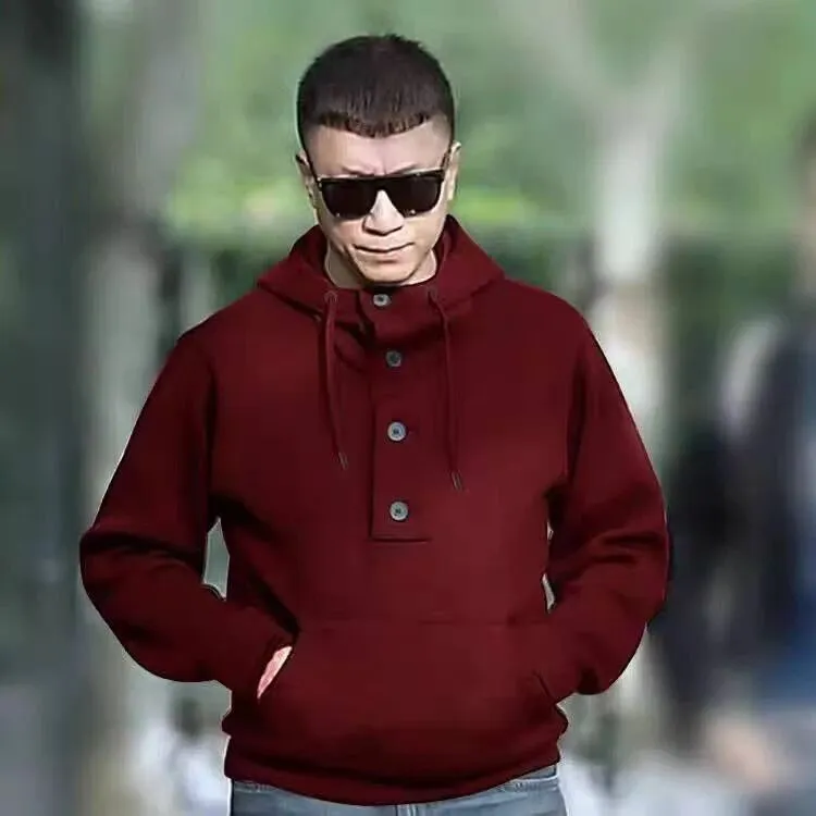 老爷车孙红雷同款蛇年本命年酒红色2025秋冬季宽松连帽卫衣男士重