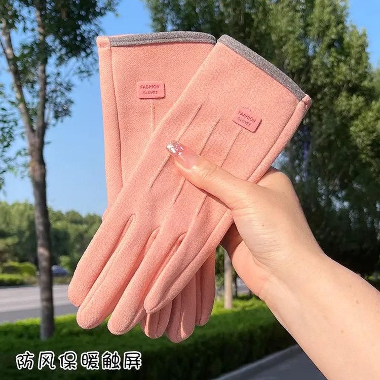 女士骑行手套秋冬季加厚加绒防风保暖触屏手套户外骑车开车电动车