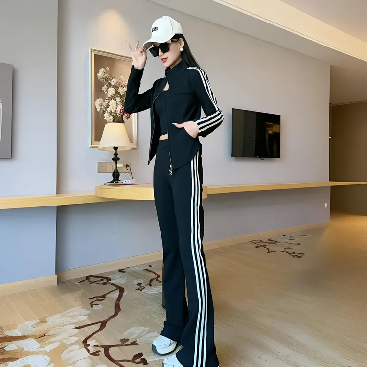 修身显瘦休闲运动套装女洋气休闲时尚韩版春秋减龄微喇裤两件套