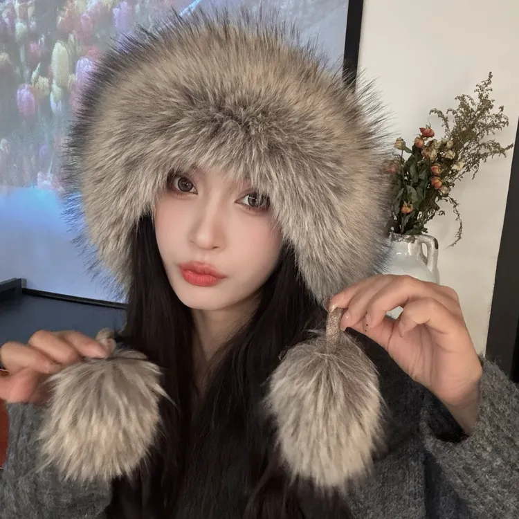 冬季新款帽子女韩版潮针织雷锋帽毛绒甜美可爱加绒护耳保暖