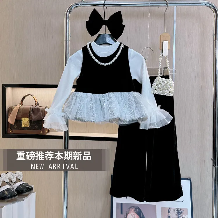 女童秋装套装2025新款女宝宝洋气童装春秋儿童秋款小女孩三件套