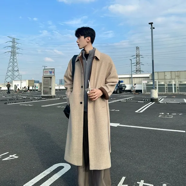 【韩韩APNDIP】冬季羊毛大衣中长款直下摆新款毛呢大衣男女同款