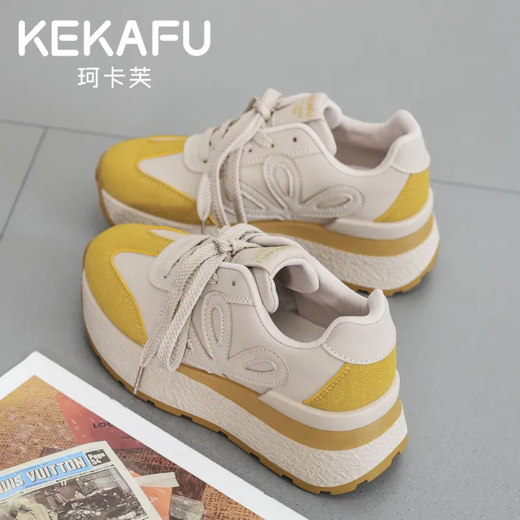 KEKAFU/珂卡芙2025秋上新厚底增高运动鞋女流光风百搭时尚休闲鞋