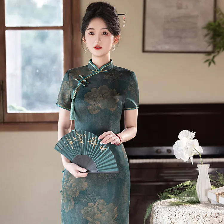 高档送考长款优雅修身日常女日常可穿春夏新款旗袍年轻款显瘦气质