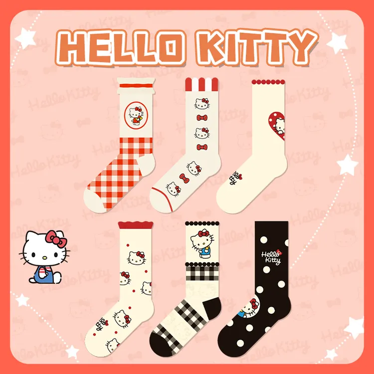 新款百搭棉袜透气袜子hellokitty袜子袜子袜子卡通袜子