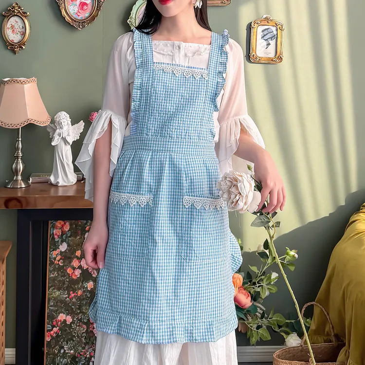 简约日韩风围裙做饭时尚罩衣可爱网红洋气成人韩版家用双层防污
