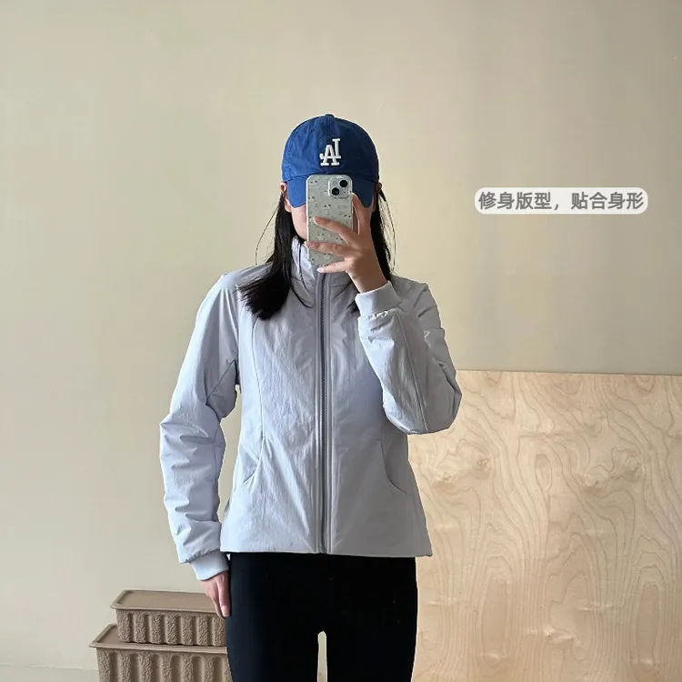 lulu轻薄棉服休闲百搭立领棉袄克跑步瑜伽 scuba棉衣外