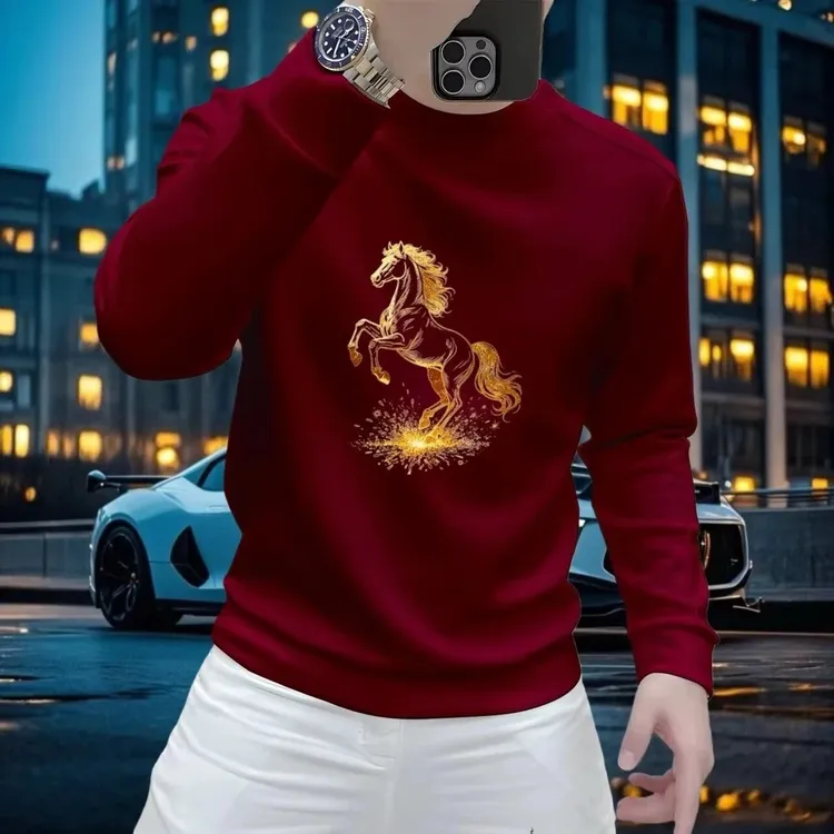 秋季新款男士圆领加绒卫衣秋冬季潮流休闲百搭长袖时尚青年内搭上