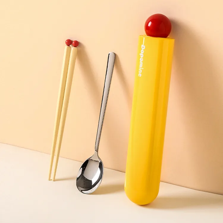 川岛屋便携筷子勺子套盒餐具套装一人专用上班族学生筷勺收纳盒