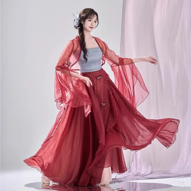 新款古典舞服装飘逸演出服古风舞蹈服中国舞纱衣大摆古典舞演出服
