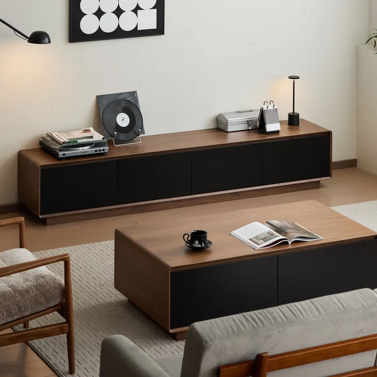 客厅家具新款现代简约北欧电视柜茶几组合实木大储物电视机柜