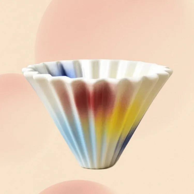 厂家直销彩虹马卡龙色锥形V60陶瓷小号折纸手冲咖啡漏斗蛋糕滤杯