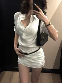 【清仓】夏季新款气质衬衫领连衣裙性感修身收腰包臀裙子LL16045