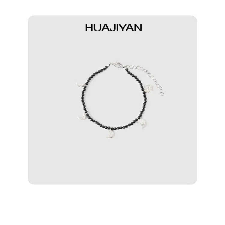 925银手链 华吉言/HUAJIYAN【配饰系列】925银不规则设计月亮手链 