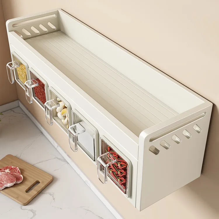 优勤调料盒壁挂家用厨房高端一体调味品收纳盒密封佐料盐罐调料罐