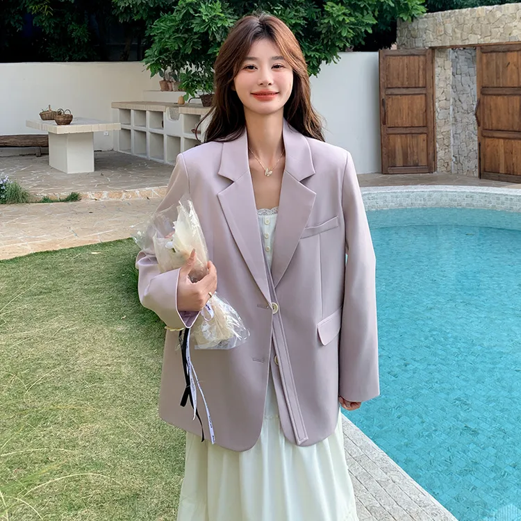 粉紫色高级感休闲小西装外套女春秋2025新款小个子超好看爆款西服