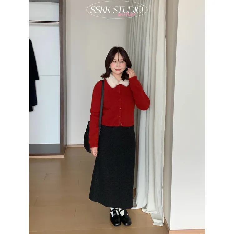 KMZY/KMZY山_山【氛围穿搭】微胖韩系复古节日氛围感软糯毛衣外套女