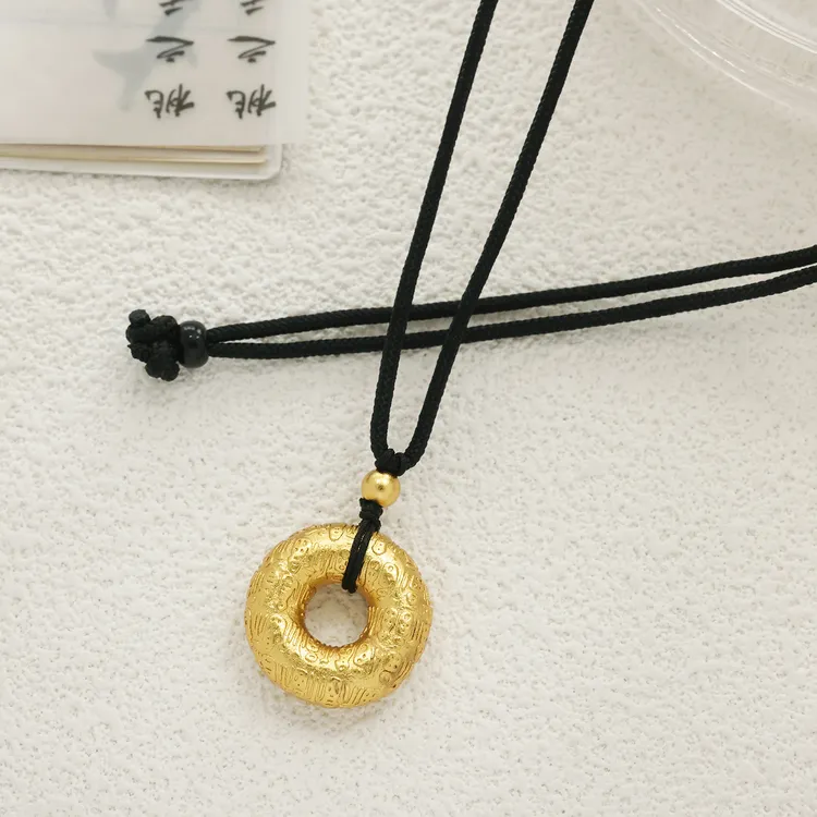 铜合金项链 「百福平安扣」素款女古法高档 中国潮风传承气质轻奢男