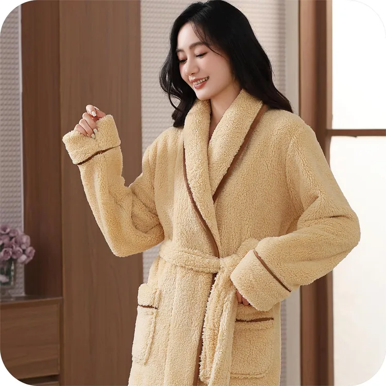 加厚睡袍女2025秋冬珊瑚绒长款浴袍保暖家居服晨袍女