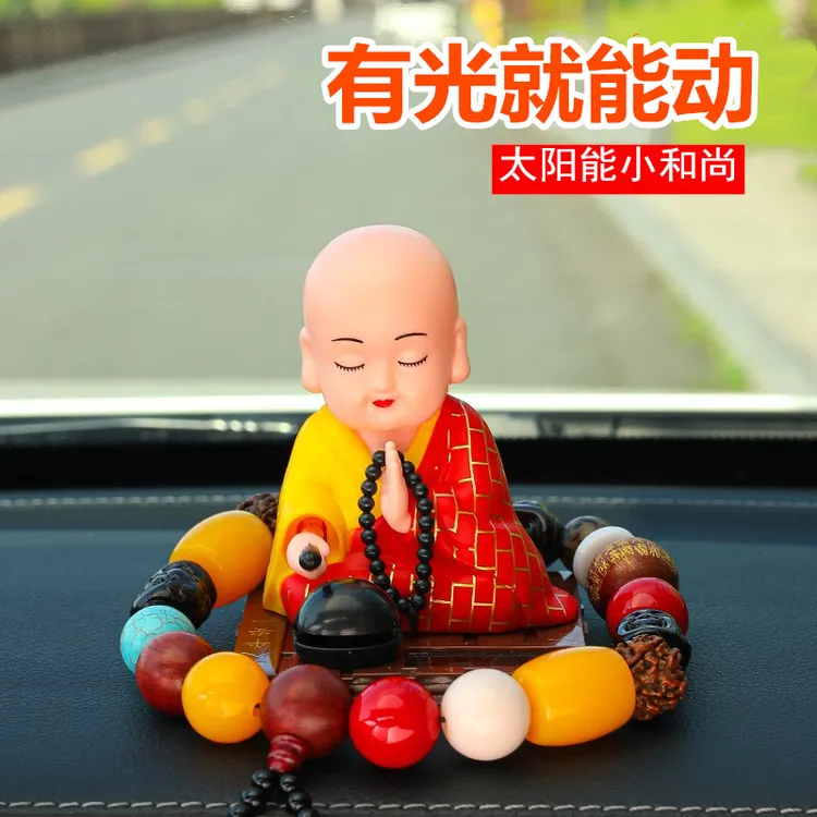 木鱼和尚-太阳能敲木鱼点头小和尚摆件汽车装饰车载摆件车饰品