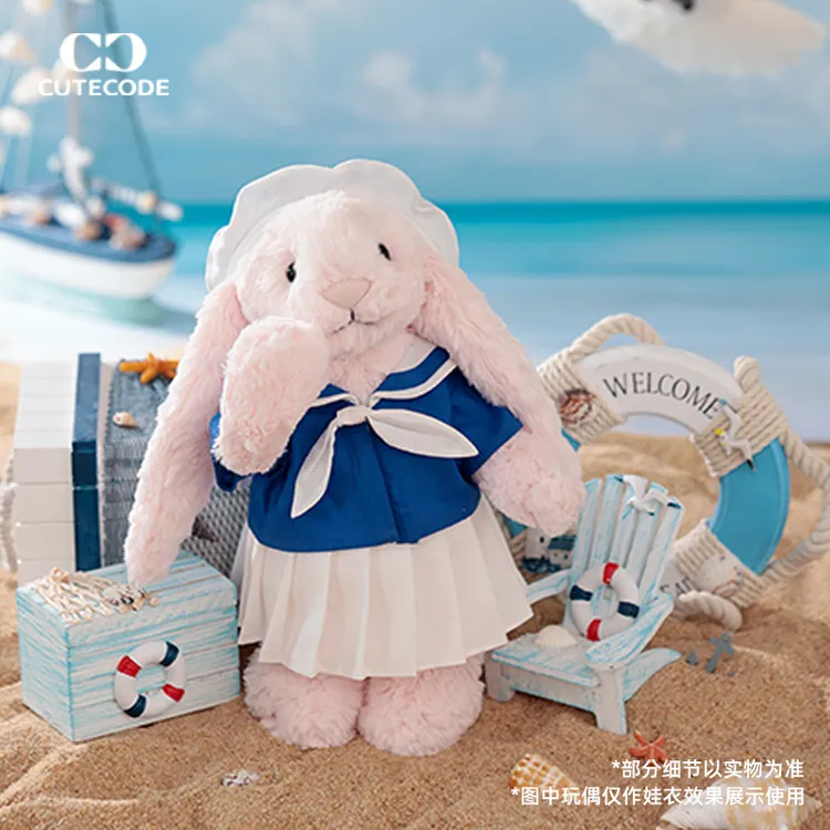 海风假日百搭娃衣邦尼兔玲娜贝儿蓝白简约水手服 裙装 清新海军领