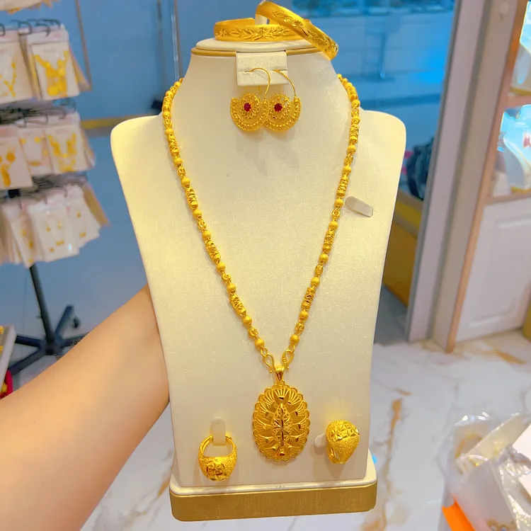 铜合金项链 铜合金项链耳环2个戒指2个手镯好看婚礼带上好看