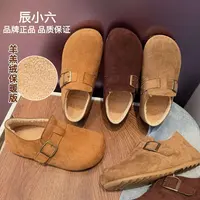 辰小六【3厘米羊羔绒勃肯 】扣带复古休闲懒人全包加绒博肯女鞋