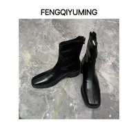 新款休闲百搭中跟切尔西靴中筒马丁靴
