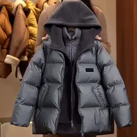 【现货】90白鸭绒假两件连帽羽绒服亲子中大童男童羽绒服YG6609