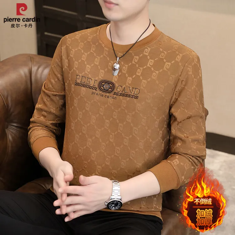 皮尔卡丹春秋季男士卫衣简欧时尚休闲上衣欧货提花男装 双11好物
